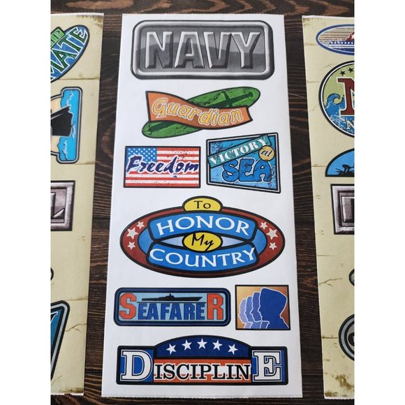 Scrapbooking Stickers Lot NAVY Armed Forces Patriotic New Vintage Retired #22 - Picture 3 of 6